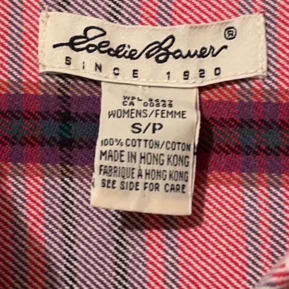 Eddie Bauer, red plaid flannel shirt size small - Picture 2 of 6